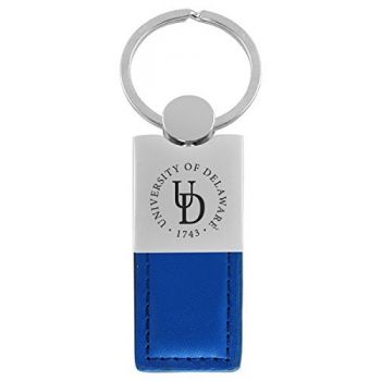 Modern Leather and Metal Keychain - Delaware Blue Hens