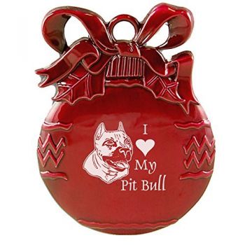 Pewter Christmas Bulb Ornament  - I Love My Pit Bull