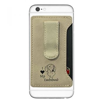 Cell Phone Card Holder Wallet with Money Clip  - I Love My Dachshund