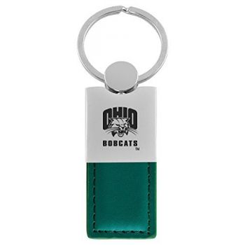 Modern Leather and Metal Keychain - Ohio Bobcats