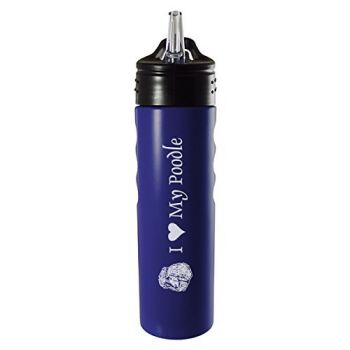 24 oz Stainless Steel Sports Water Bottle  - I Love My Poodle