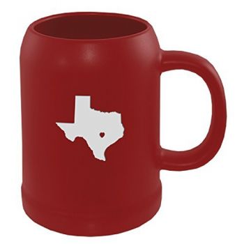 22 oz Ceramic Stein Coffee Mug - I Heart Texas - I Heart Texas