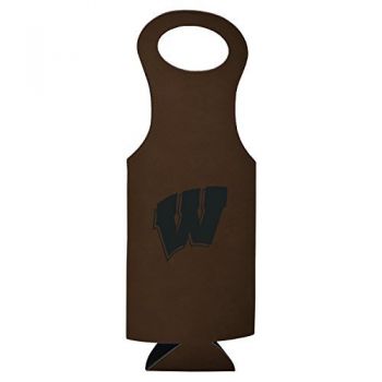 Velour Leather Wine Tote Carrier - Wisconsin Badgers