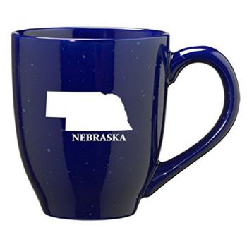 16 oz Ceramic Coffee Mug with Handle - Nebraska State Outline - Nebraska State Outline