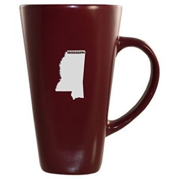 16 oz Square Ceramic Coffee Mug - Mississippi State Outline - Mississippi State Outline