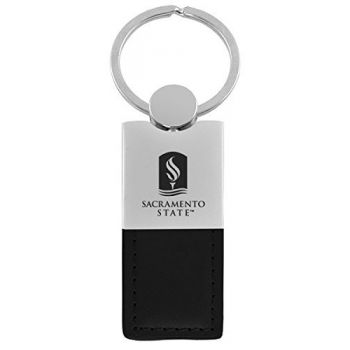 Modern Leather and Metal Keychain - Sacramento State Hornets