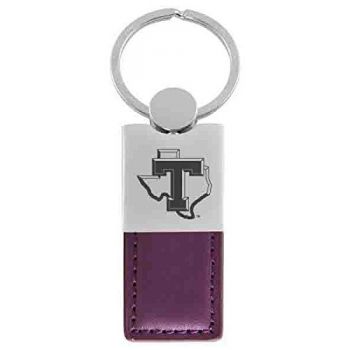 Modern Leather and Metal Keychain - Tarleton State Texans