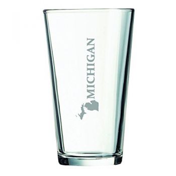 16 oz Pint Glass  - Michigan State Outline - Michigan State Outline