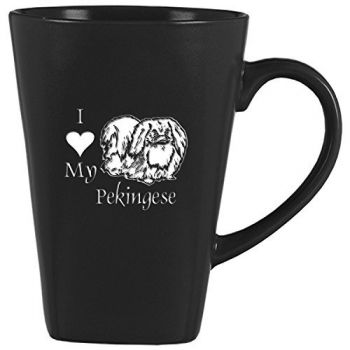 14 oz Square Ceramic Coffee Mug  - I Love My Pekingese