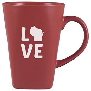 14 oz Square Ceramic Coffee Mug - Wisconsin Love - Wisconsin Love