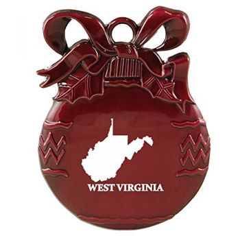 Pewter Christmas Bulb Ornament - West Virginia State Outline - West Virginia State Outline