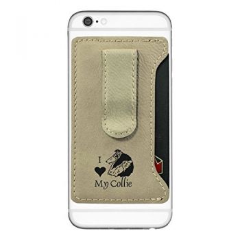 Cell Phone Card Holder Wallet with Money Clip  - I Love My Collie