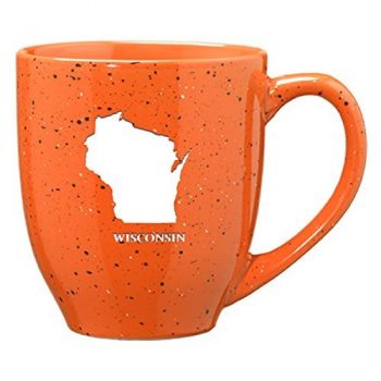 16 oz Ceramic Coffee Mug with Handle - Wisconsin State Outline - Wisconsin State Outline