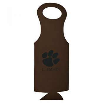 Velour Leather Wine Tote Carrier - Clemson Tigers