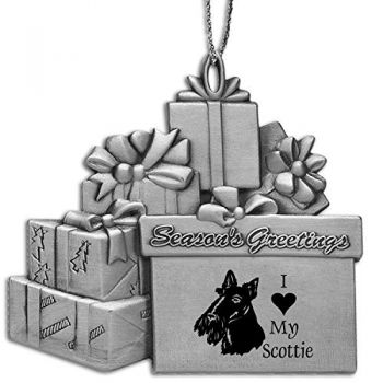 Pewter Gift Display Christmas Tree Ornament  - I Love My Scottish Terrier