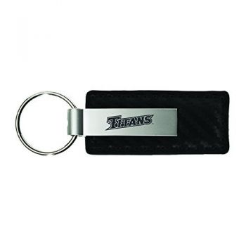 Carbon Fiber Styled Leather and Metal Keychain - Cal State Fullerton Titans