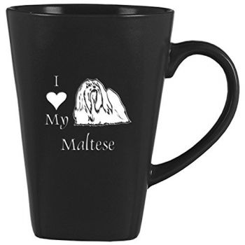 14 oz Square Ceramic Coffee Mug  - I Love My Maltese