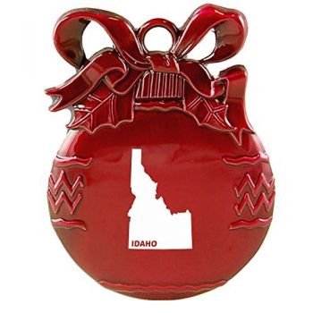 Pewter Christmas Bulb Ornament - Idaho State Outline - Idaho State Outline