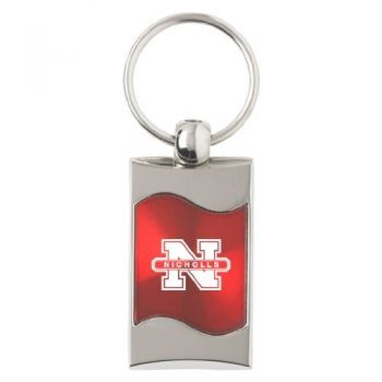 Keychain Fob with Wave Shaped Inlay - Nicholls State Colonials