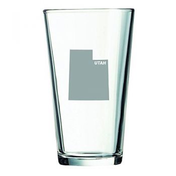 16 oz Pint Glass  - Utah State Outline - Utah State Outline