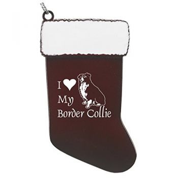 Pewter Stocking Christmas Ornament  - I Love My Border Collie