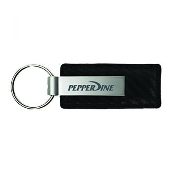 Carbon Fiber Styled Leather and Metal Keychain - Pepperdine Waves