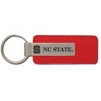 Stitched Leather and Metal Keychain - North Carolina State Wolfpack