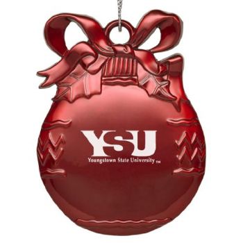 Pewter Christmas Bulb Ornament - Youngstown State Penguins