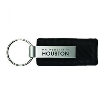 Carbon Fiber Styled Leather and Metal Keychain - University of Houston