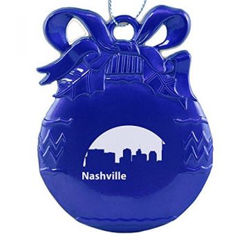 Pewter Christmas Bulb Ornament - Nashville City Skyline