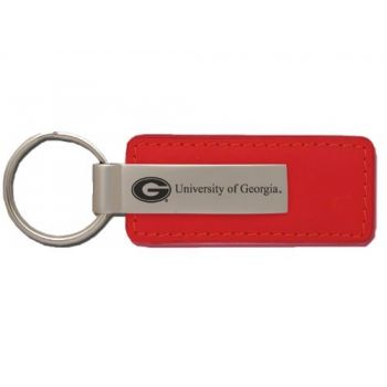 Stitched Leather and Metal Keychain - Georgia Bulldogs