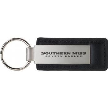 Stitched Leather and Metal Keychain - Southern Miss Eagles