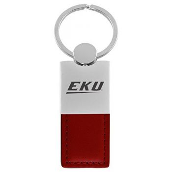 Modern Leather and Metal Keychain - Eastern Kentucky Colonels
