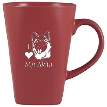 14 oz Square Ceramic Coffee Mug  - I Love My Akita