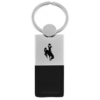 Modern Leather and Metal Keychain - Wyoming Cowboys