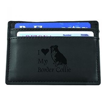 Slim Wallet with Money Clip  - I Love My Border Collie