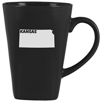 14 oz Square Ceramic Coffee Mug - Kansas State Outline - Kansas State Outline