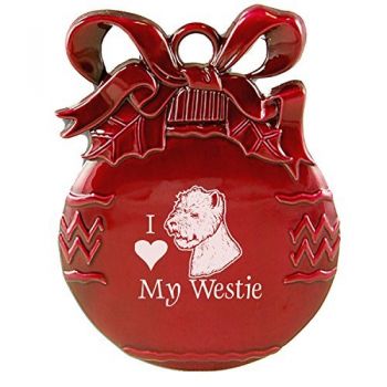 Pewter Christmas Bulb Ornament  - I Love My Westie