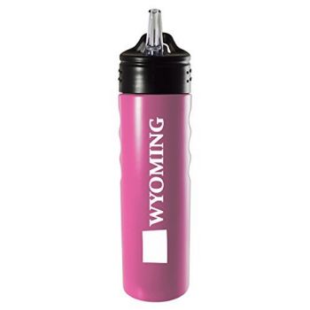 24 oz Stainless Steel Sports Water Bottle - Wyoming State Outline - Wyoming State Outline