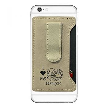 Cell Phone Card Holder Wallet with Money Clip  - I Love My Pekingese