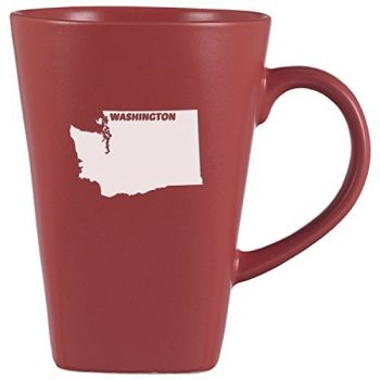 14 oz Square Ceramic Coffee Mug - Washington State Outline - Washington State Outline