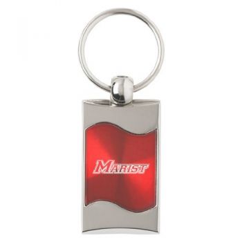 Keychain Fob with Wave Shaped Inlay - Marist Red Foxes