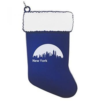 Pewter Stocking Christmas Ornament - New York City City Skyline
