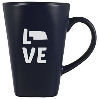 14 oz Square Ceramic Coffee Mug - Nebraska Love - Nebraska Love
