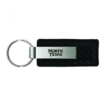 Carbon Fiber Styled Leather and Metal Keychain - North Texas Mean Green