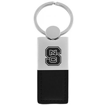 Modern Leather and Metal Keychain - North Carolina State Wolfpack