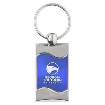 Keychain Fob with Wave Shaped Inlay - Georgia Southern Eagles