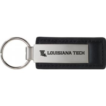 Stitched Leather and Metal Keychain - LA Tech Bulldogs