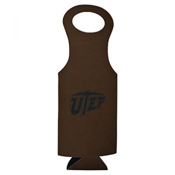 Velour Leather Wine Tote Carrier - UTEP Miners