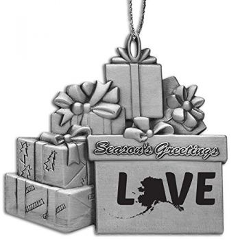Pewter Gift Display Christmas Tree Ornament - Alaska Love - Alaska Love